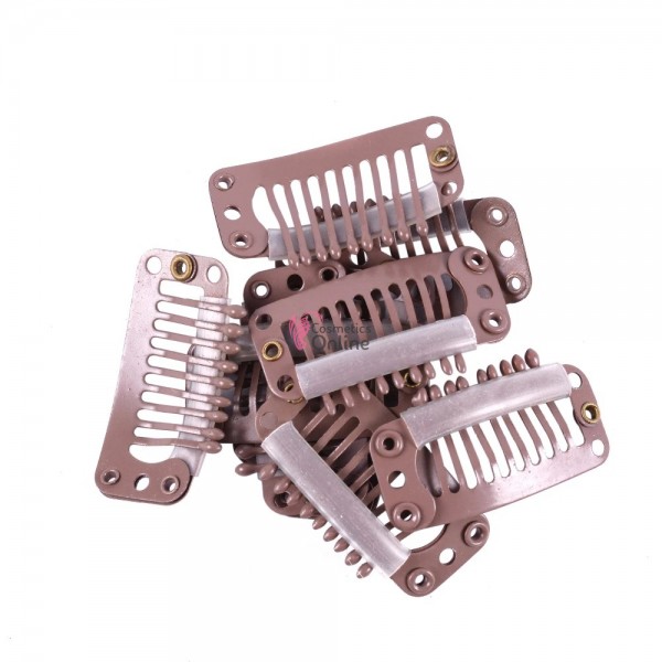 Clipsuri /Cleme Clip-On pentru extensii de 3,2 cm cu silicon, 10 buc Cod: 803 - Saten Deschis